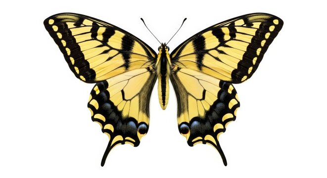 Butterfly – yellow butterfly with intricate wing patterns on a clean white background
