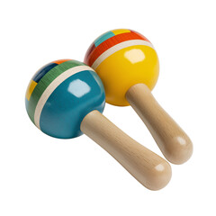 Colorful wooden maracas for children's play in a cheerful setting