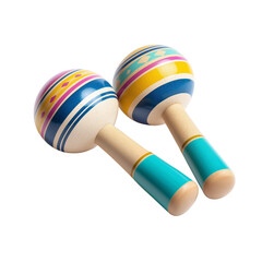 Colorful wooden maracas in vibrant patterns used for musical celebration and cultural expression during a lively event