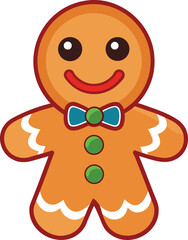 Obraz premium This is a cute kawaii gingerbread man vector illustration. Perfect for Christmas designs and holiday projects. Use this adorable gingerbread cookie in your next kawaii-themed creation!