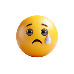 Fototapeta premium Sad 3D emoji crying single tear yellow face digital art