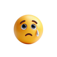 Fototapeta premium A sad yellow emoticon crying a silver tear against a black background