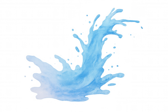 Watercolor splash painting, transparent background highlighting fluid motion, representing freshness and pure natural dynamics