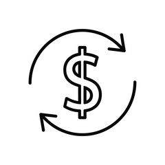 Obraz premium Dollar Sign with Circular Arrows, Representing Financial Exchange or Currency Conversion