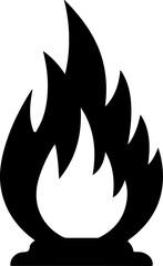 Cozy fireplace silhouette vector illustration