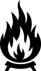 Cozy fireplace silhouette vector illustration