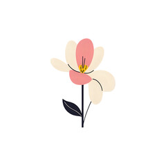 Whimsical Flower Illustration: Elegant Pink and Cream Blossom Graphic for Design Projects