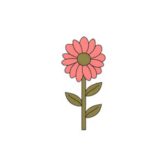 Pink Flower Illustration: Simple Daisy Design, Botanical Art, Minimalist Floral Graphic, Perfect for Branding, Website, and Print Projects