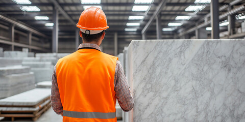 Male worker coordinates tasks in large warehouse area Generative AI