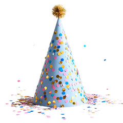 Colorful Festive Party Hat with Pink, Blue, and Gold Confetti for Celebratory Events