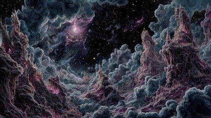 Abstract Digital Nebula Landscape