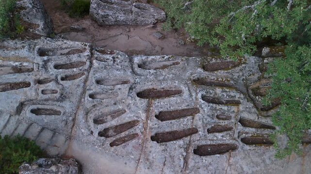 Early medieval necropolis of Cuyacabras in Quintanar de la Sierra, in the Sierra de la Demanda. Province of Burgos, Castile and Le&oacute;n, Spain. Europe