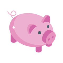 Easy to edit isometric icon of cute piggy bank