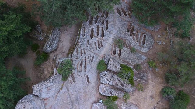 Early medieval necropolis of Cuyacabras in Quintanar de la Sierra, in the Sierra de la Demanda. Province of Burgos, Castile and Le&oacute;n, Spain. Europe
