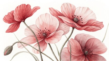 Elegant Watercolor Red and Pink Romantic Dreamy Floral&nbsp;Background