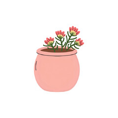 Pink Potted Flowers: Simple Botanical Illustration for Design Projects