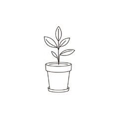 Minimalist Plant in Pot: Simple Botanical Illustration