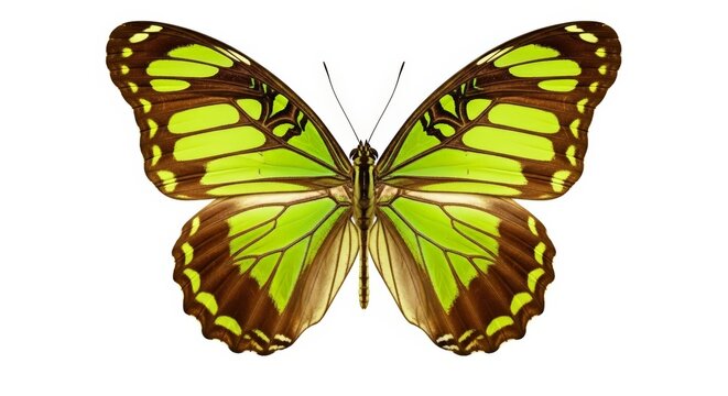 Butterfly – lime green butterfly with intricate wing patterns against a clean white background for nature designs