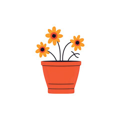 Orange Potted Flower Illustration: Simple Floral Design for Websites & Projects