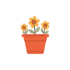 Vibrant Potted Flowers: A Simple Floral Illustration