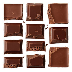 Delectable milk chocolate squares arranged for a tempting dessert or snack food indulgence