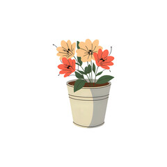 Vibrant Potted Flowers: Colorful Blooms in a Planter