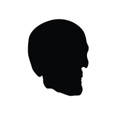 Black skull silhouette profile head white