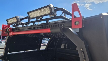 Off-Road Vehicle with Extra Lights and Tracks
