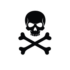 Black skull and crossbones icon white