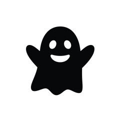 Happy ghost icon black silhouette white