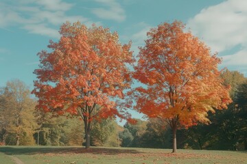 Fall trees outdoors nature autumn.