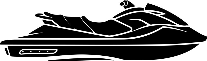 jet ski black silhouette vector illustration