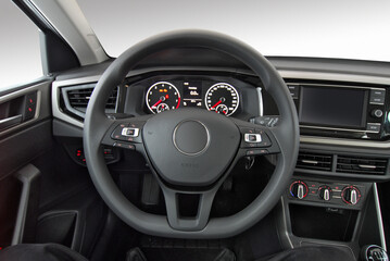 Fototapeta premium Steering wheel in the new car