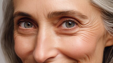 Naklejka premium A close-up portrait of an elderly person showcasing detailed facial features and expressive eyes.