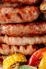 Juicy Grilled Sausages with Vegetables