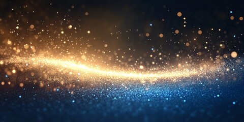 Obraz premium Elegant Blue and Gold Bokeh Background with Glittering Lights for Holiday and Seasonal Designs