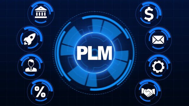 PLM Product lifecycle management system technology concept. Technology, Internet and network concept.