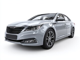 Sleek, modern sedan showcased in a detailed,  shot, with a polished light gray finish and stylish wheel designs.