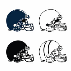 Fototapeta premium Four football helmets in various styles and colors sport protective