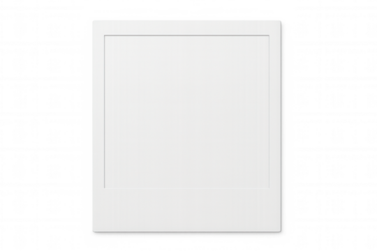 Minimalist white photo frame, transparent backdrop highlighting graphic content or imagery