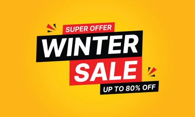 Winter sale discount banner. Winter offer sale banner vector template.