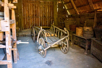 old Ukrainian cart in a barn