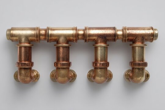 Copper pipes in a decorative arrangement