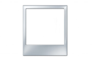 Silver instant photo frame with transparent background isolating the subject, allowing for easy placement on various designs