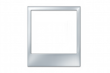 Silver instant photo frame with transparent background isolating the subject, allowing for easy placement on various designs
