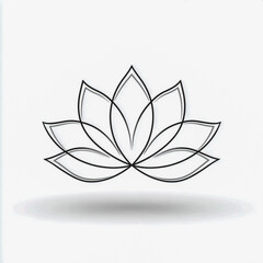 Minimalist yoga lotus logo, elegant line art, soft shadow, serene vector on white, wellness branding, calm meditative design, modern spiritual icon