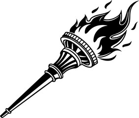 torch with fire silhouette vector illustration