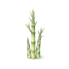 Fototapeta premium Watercolor Bamboo Shoot Study - Botanical Growth Art for Educational Use, Nursery Decor and Commercial Display