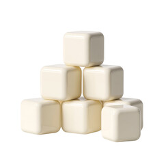 Smooth white cube stacked formation presents an intriguing and visually appealing composition,