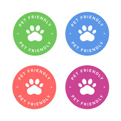 Pet friendly colorful vector stickers set